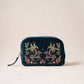 Midnight Blue Wild Zebra Velvet Makeup Bag by Elizabeth Scarlett