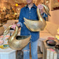 Vintage Large Brass Swan Planter