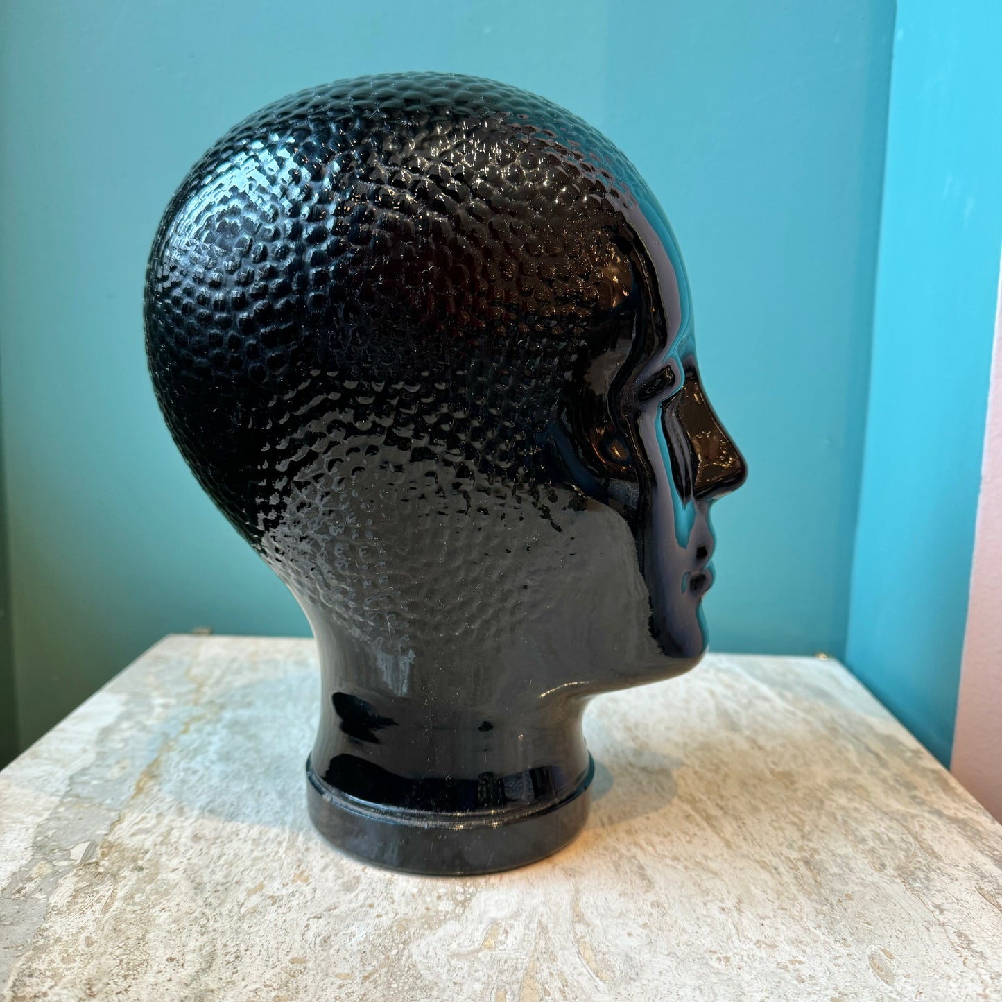 Vintage Black Glass Mannequin Head