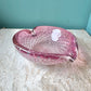 Vintage Signed Pink and Silver Leaf Murano Glass Bowl