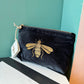 Black Velvet Honey Bee Medium Pouch by Elizabeth Scarlett