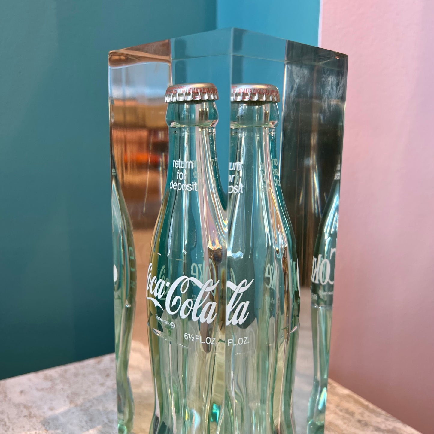 Vintage Lucite Encased Coca Cola Bottle