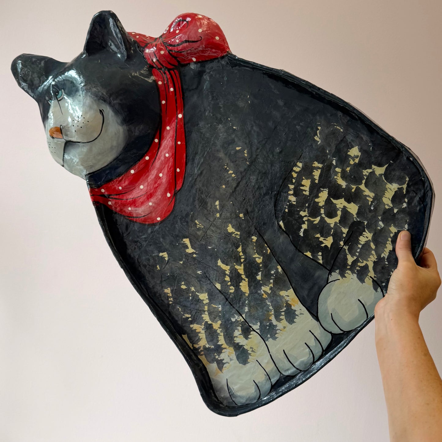 Vintage Large Paper Maché Cat Tray