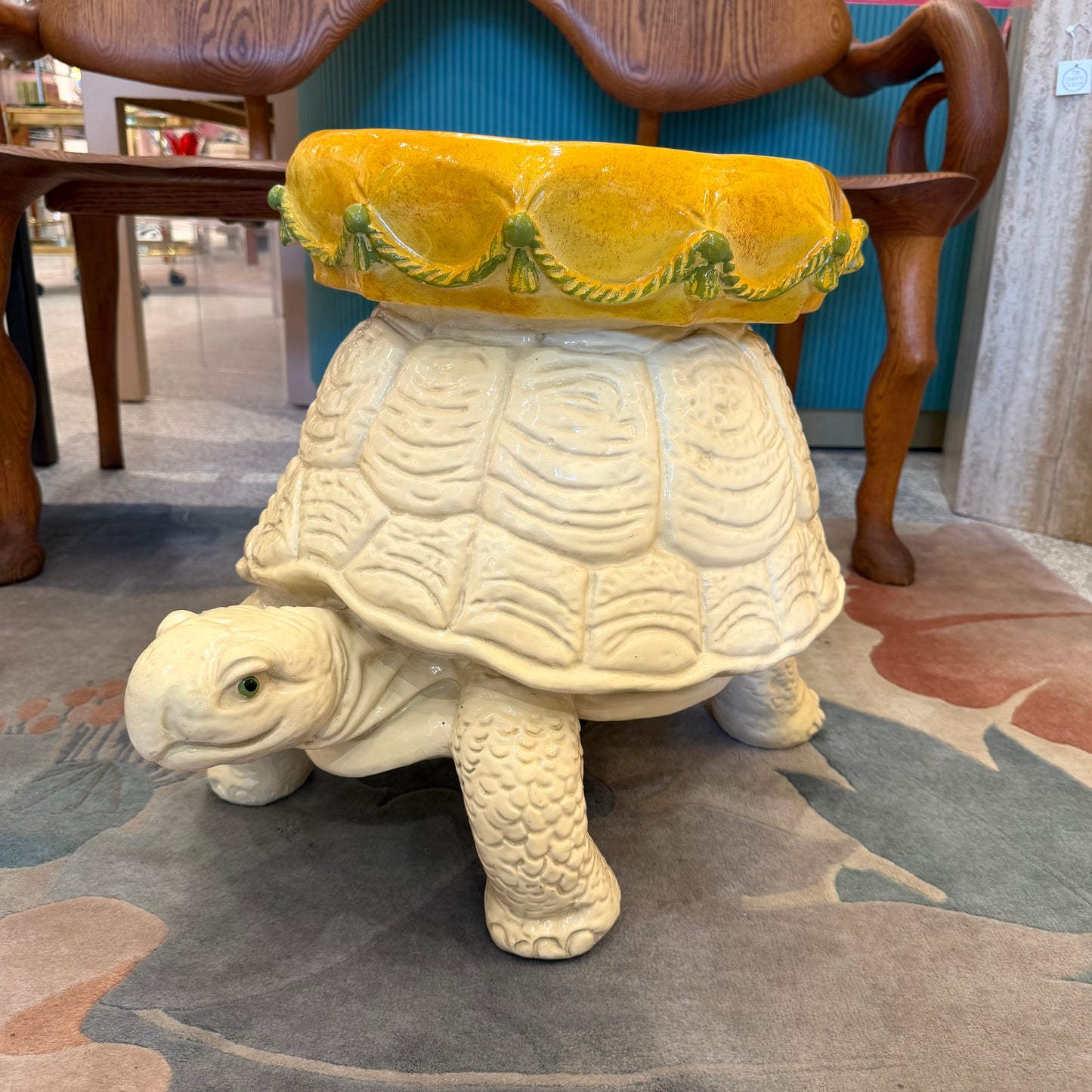 Vintage Extra Large Mid-Century Tortoise Stool