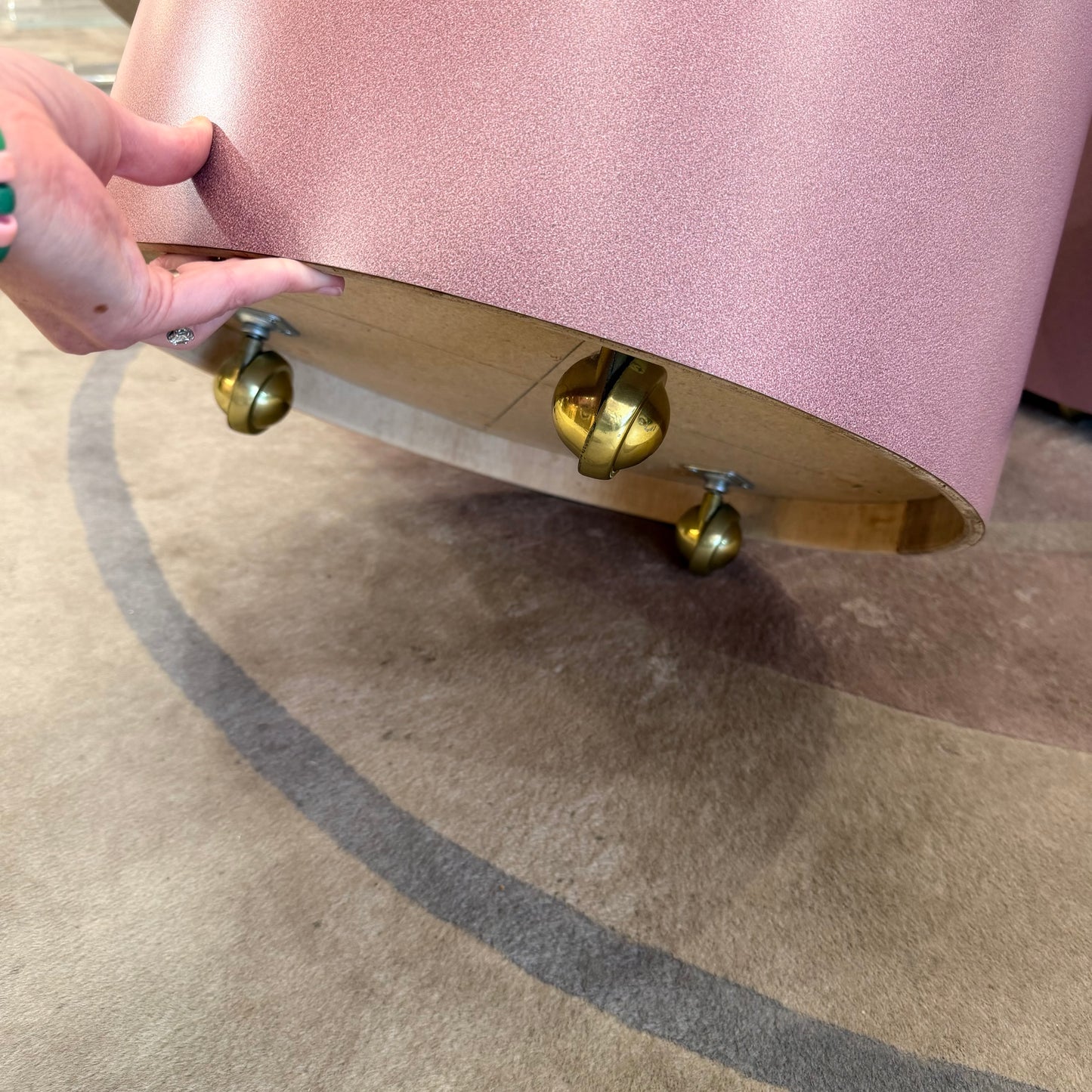 Vintage 1980’s Rolling Mauve Laminate Drum Side Table