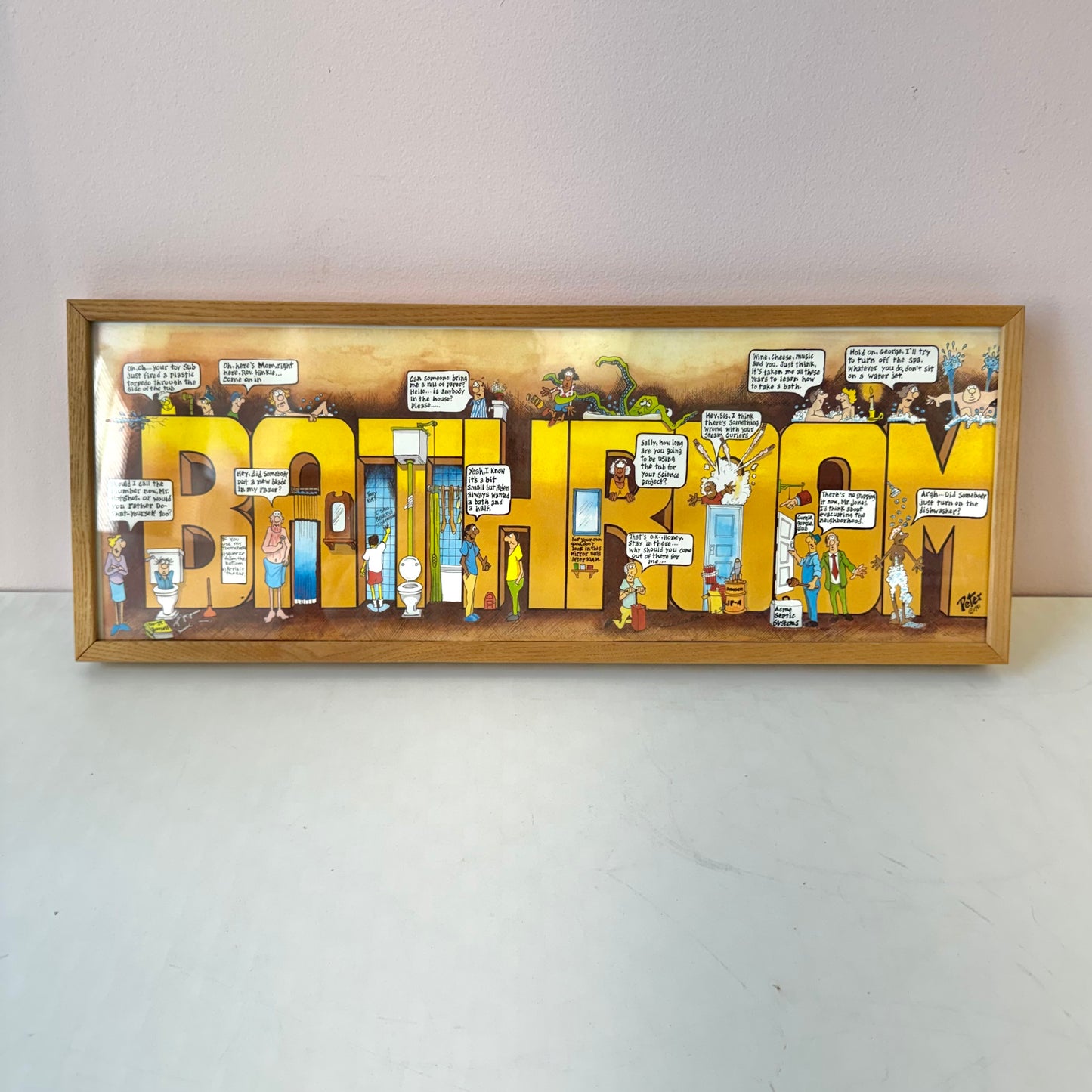 Vintage Framed “Bathroom” Print by Peter Mulcahy of Peter Prints C.1981