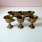 Vintage Set of 6 Brass Cups with Tray