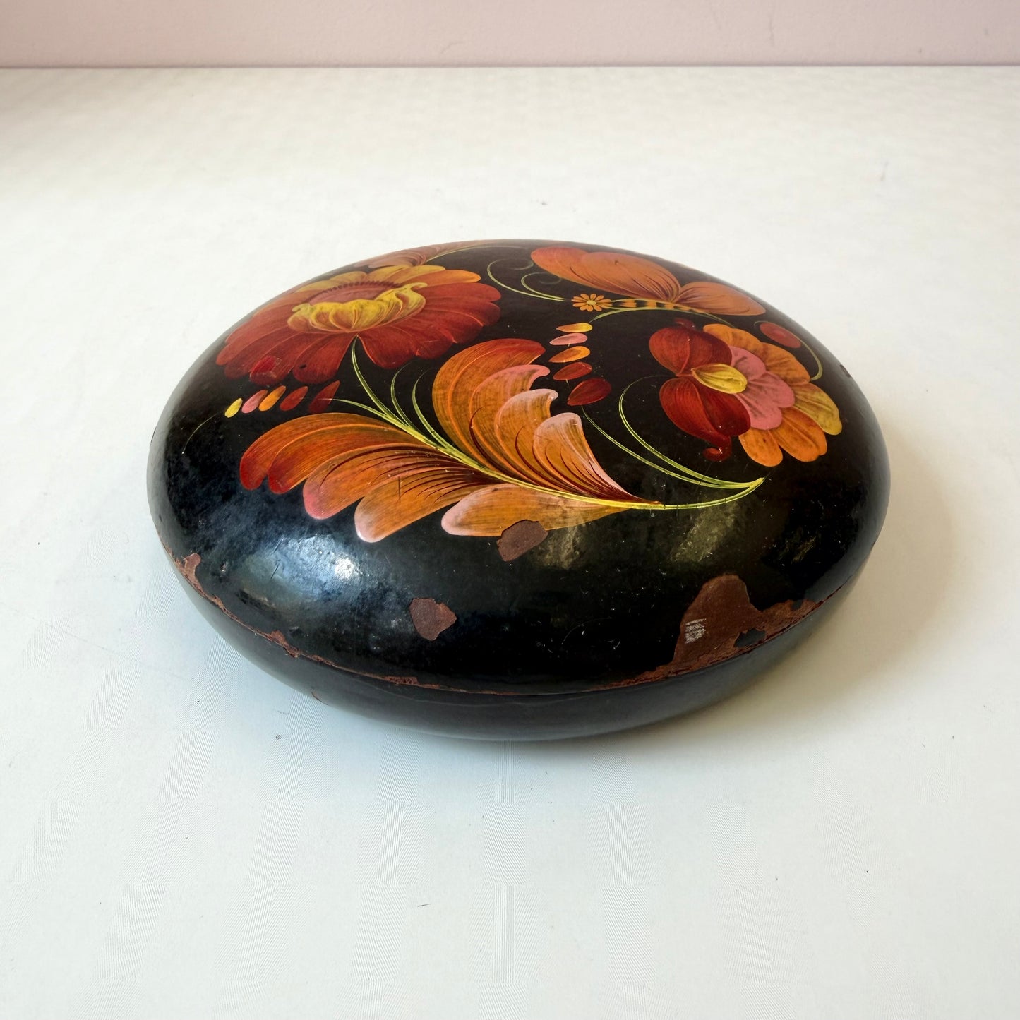 Vintage Hand Painted Floral Trinket Box
