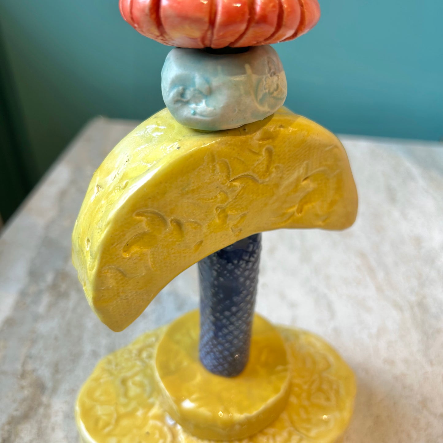 Vintage Pair of Ceramic Sunapple and Company Candlestick Holders