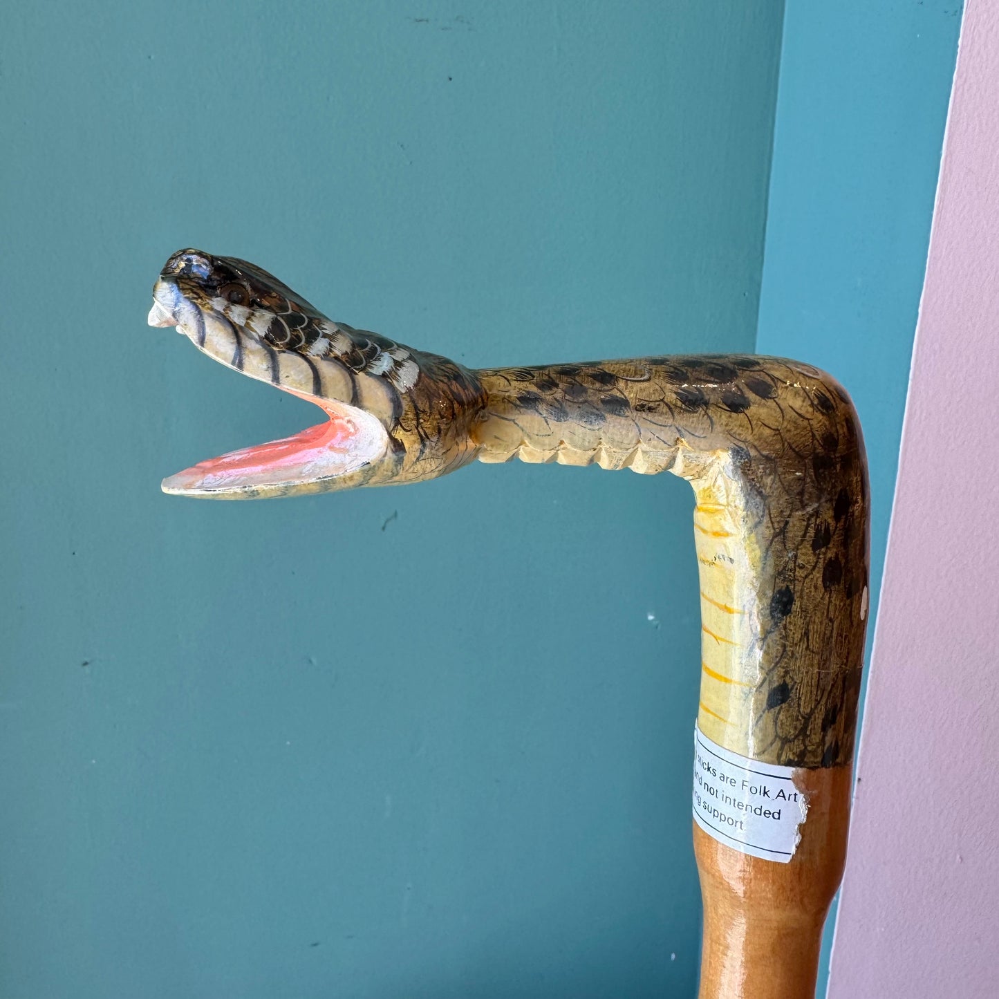 Vintage Folk Art Rattlesnake Walking Stick Cane