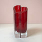 Vintage Crystal Red Heart Vase by Movado