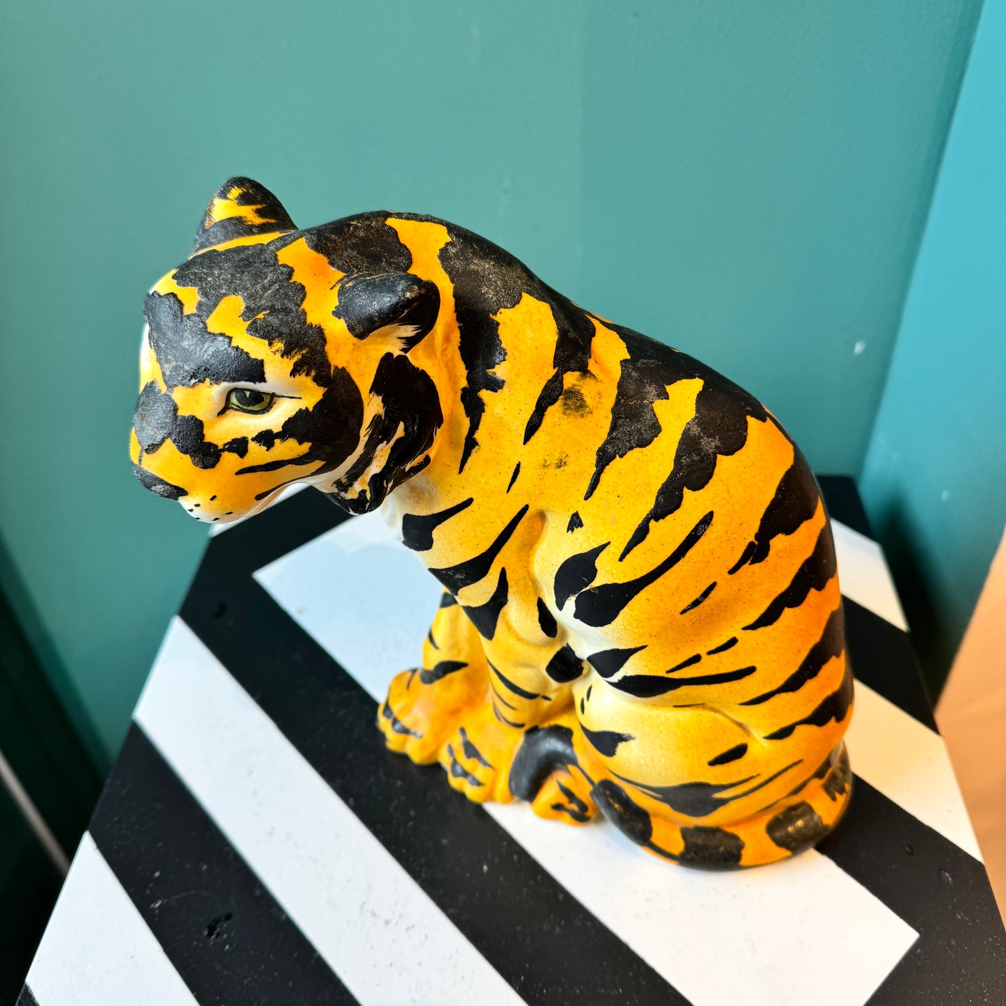 Vintage Small Porcelain Italian Tiger Statue