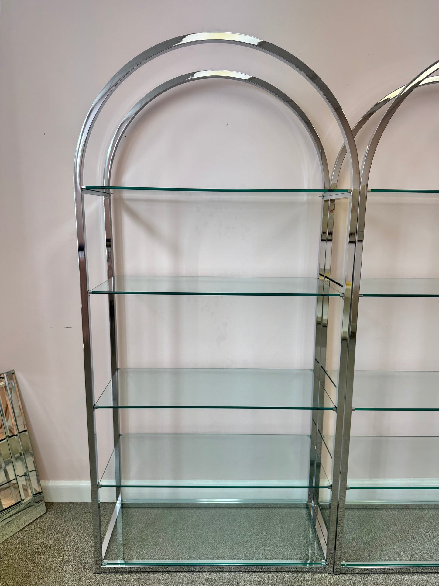 Vintage DIA Style Chrome and Glass Arched Etagere/item