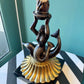 Vintage Mermaid and Dolphin Brass and Bronze Table Lamp with Shade