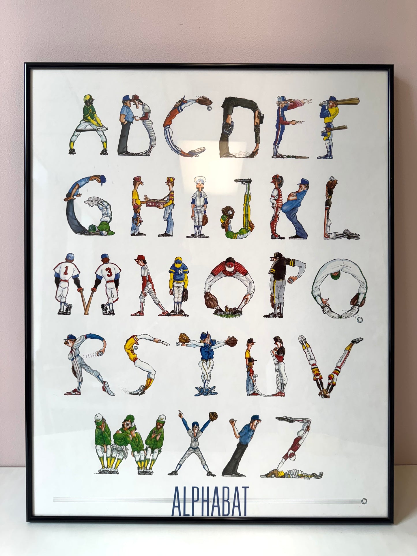Vintage "Alphabat" Baseball Themed Poster by Doug Keith