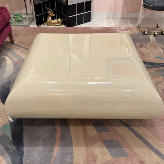 Vintage Square Waterfall Edge Taupe Lacquer Coffee Table