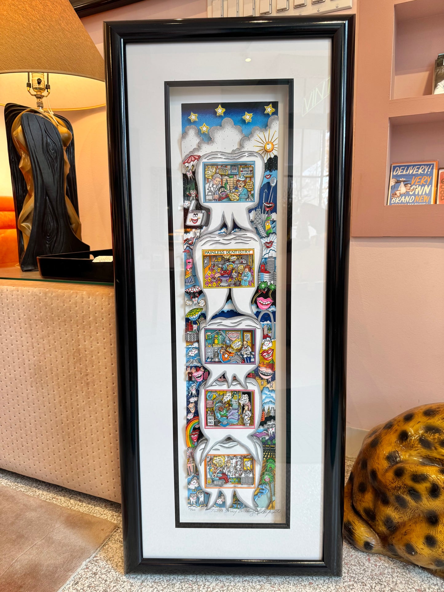 Vintage Charles Fazzino "Tooth Story Building" Framed Signed Numbered 3D Artwork