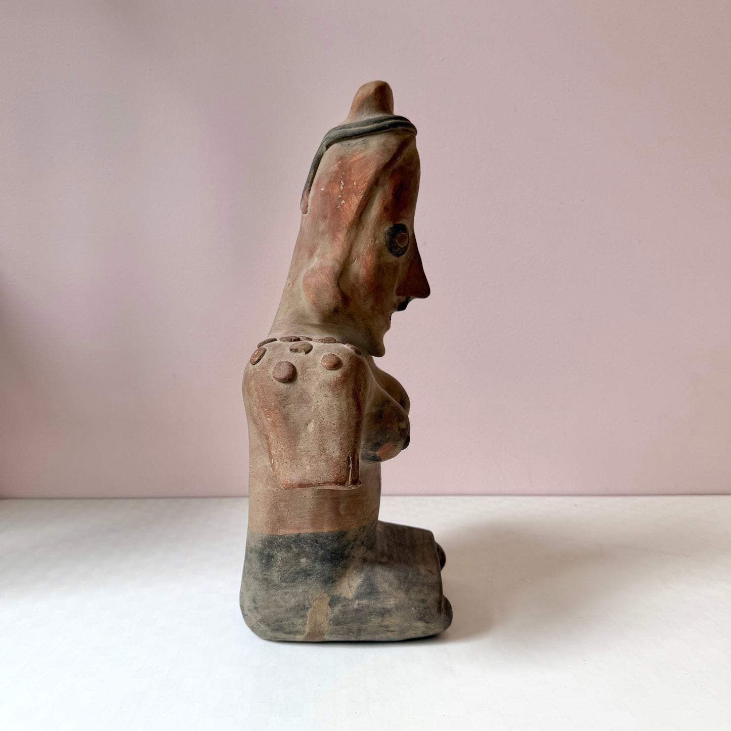 Vintage Large Mid-Century Handcrafted Terracotta Mexican Seated Woman