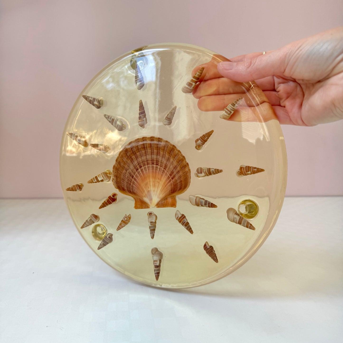 Vintage Lucite Seashell Trivet Dish by Capricia Creations