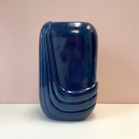 Vintage Art Deco Style Dark Blue Ceramic Vase