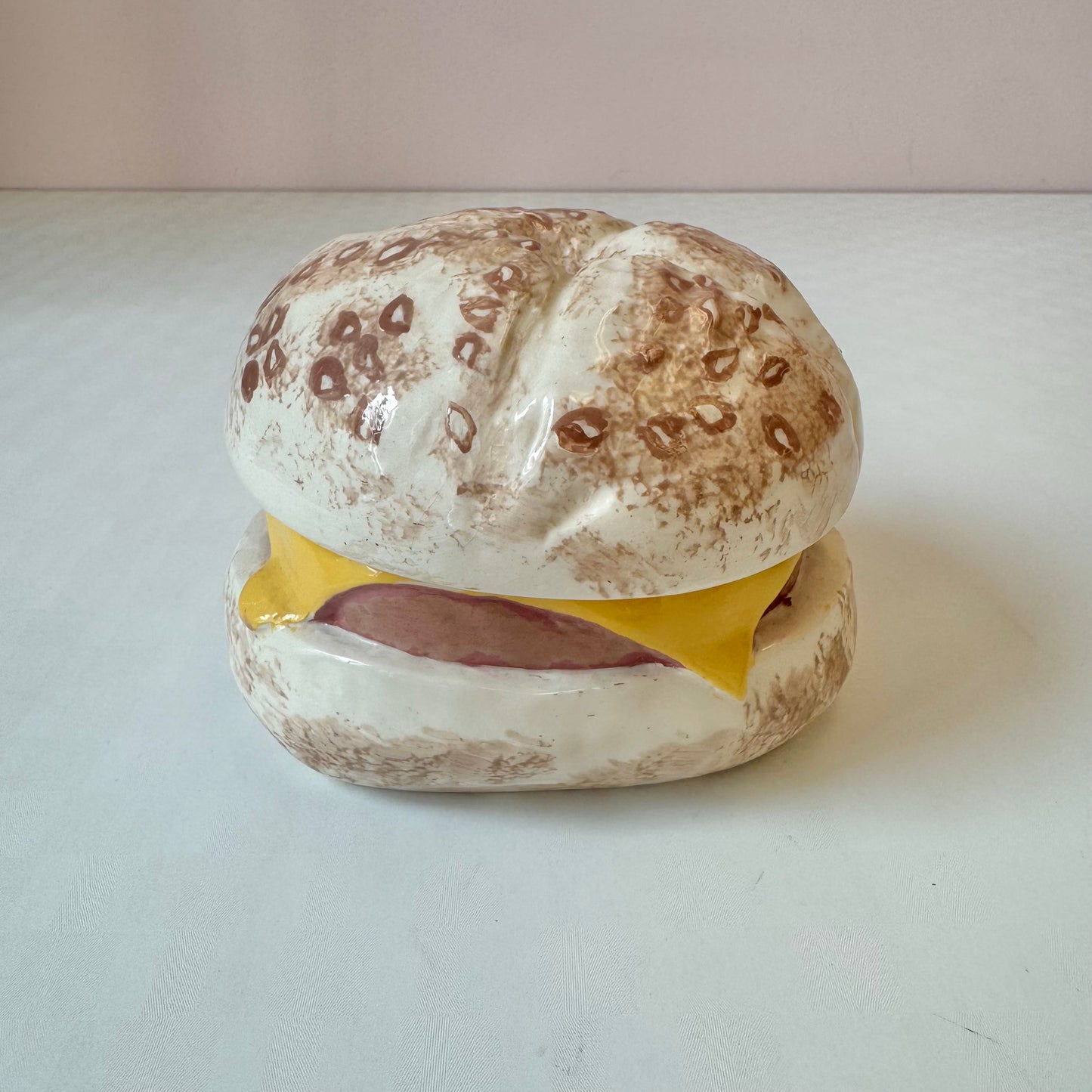 Vintage Ceramic Ham and Cheese on a Roll Box