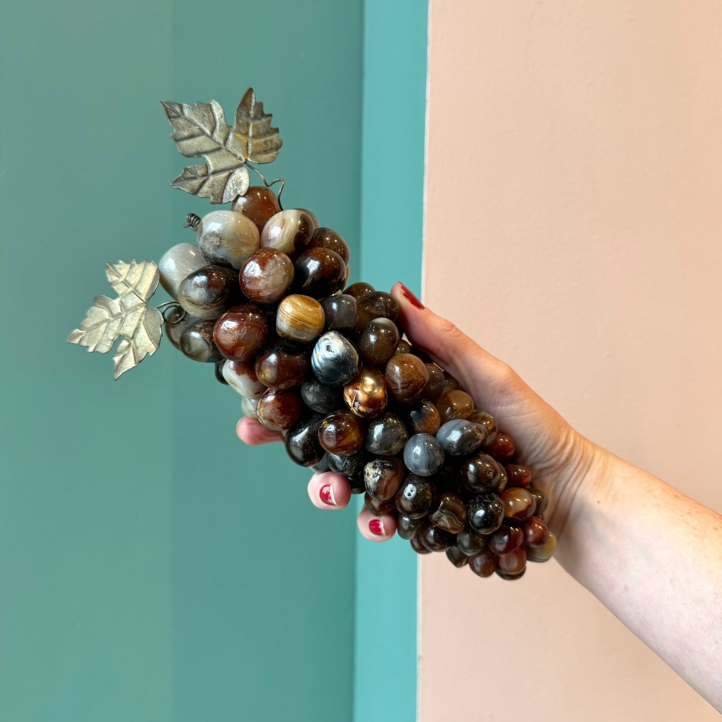 Mid Century Quartz Stone Marble Bunch of Grapes