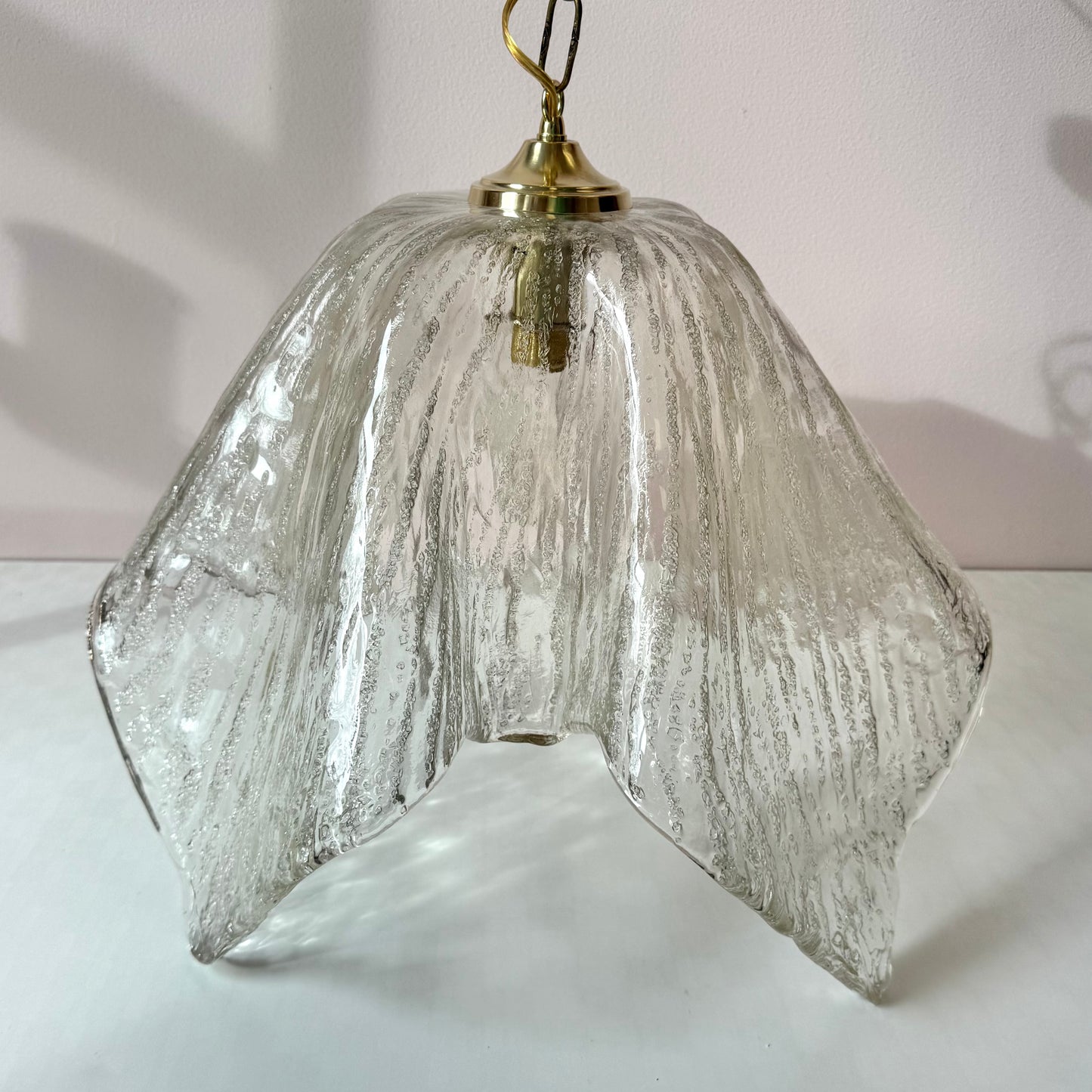 Vintage Mazzega Style Murano Glass Handkerchief Pendant Light Fixture