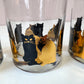 Vintage Set of Four 22 Karat Gold and Black Cat Rock Glasses by Georges Briard