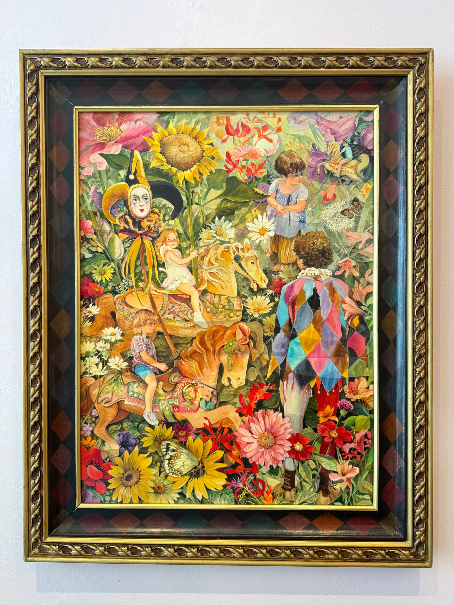 Vintage Original Framed "Once Upon A Springtime" 1981-1982 Acrylic on Board by Phyllis Londraville