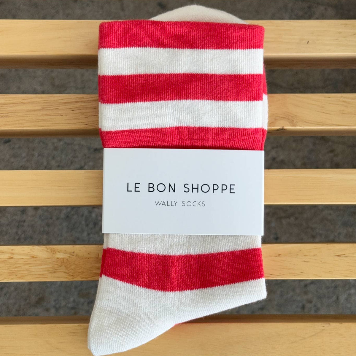 Red and White Stripe Wally Socks by Le Bon Shoppe