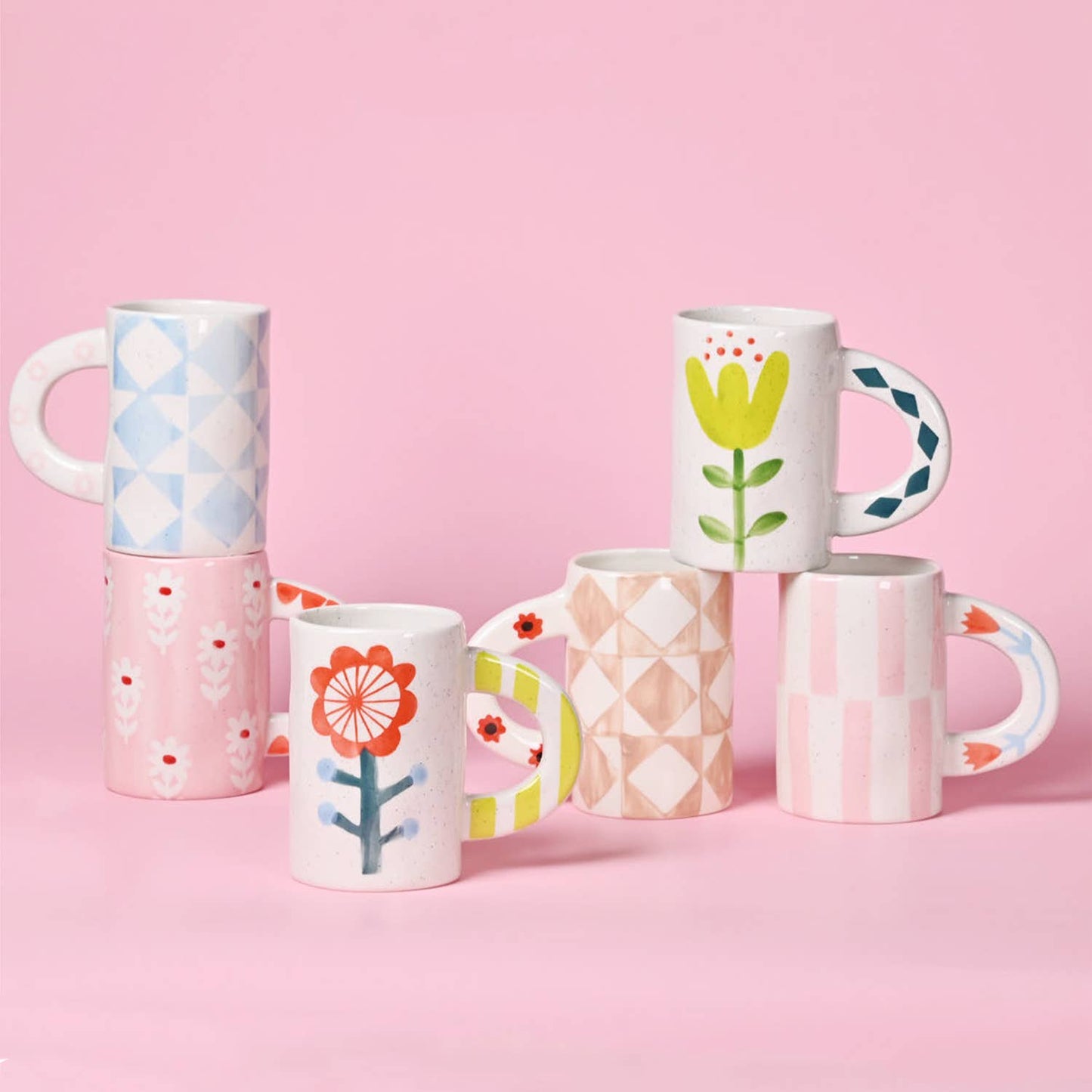 Pink Floral Ceramic Coffee Mug