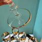 Set of 6 Mid Century Cera Style Gold Grape and Vine Leaf Champagne Flutes