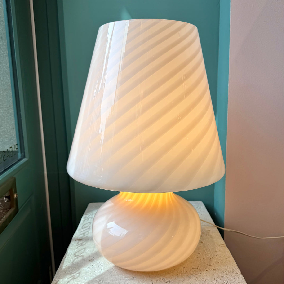 Extra Large Vintage Blush Pink Murano Mushroom Lamp