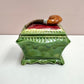Antique Art Deco Smoking Lady Majolica Pipe Lidded Box