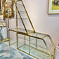 Vintage Asymmetrical Brass and Glass Etagere by DIA