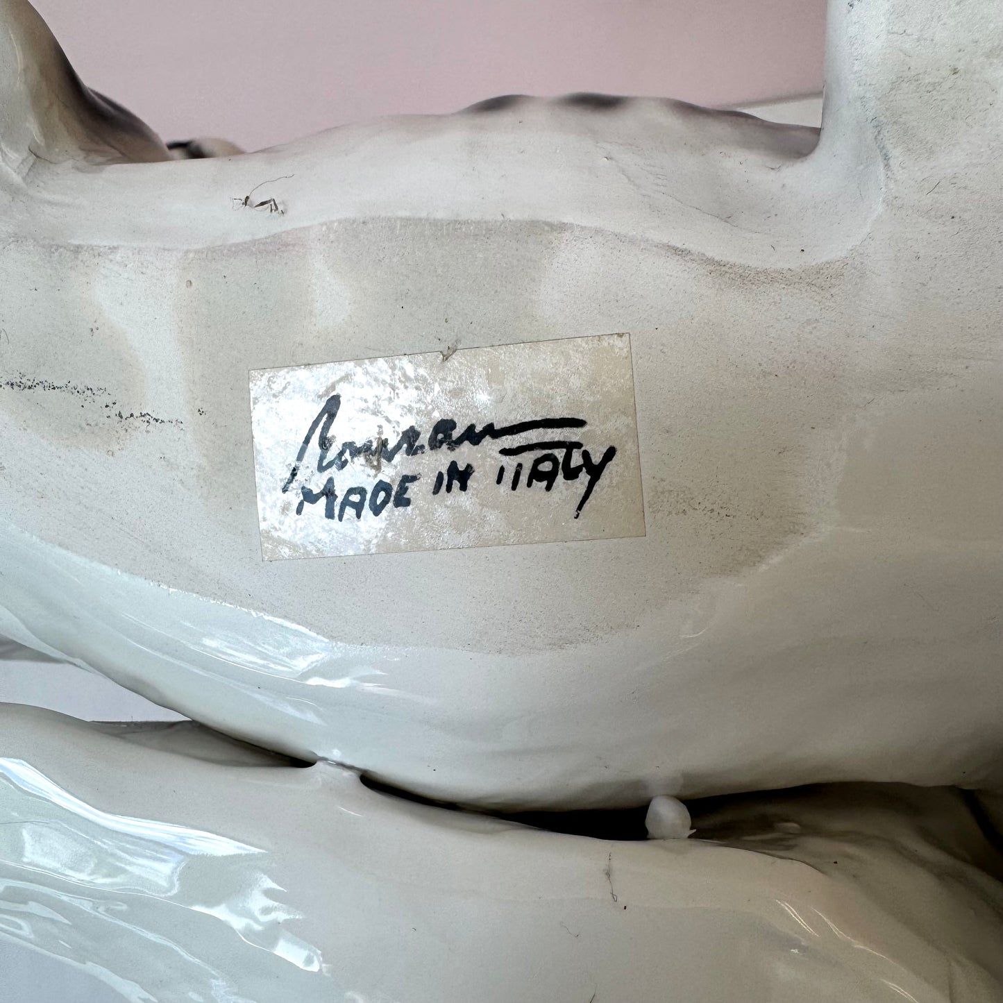 Vintage Porcelain Great Danes Resting Sculpture by Giovanni Ronzan