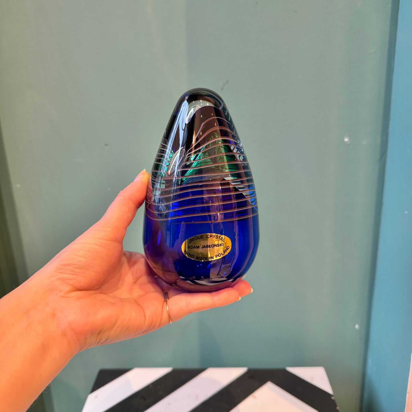 Vintage Hand Blown Crystal  Paperweight