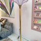Vintage Pink Acrylic and Brass Flower Floor Lamp