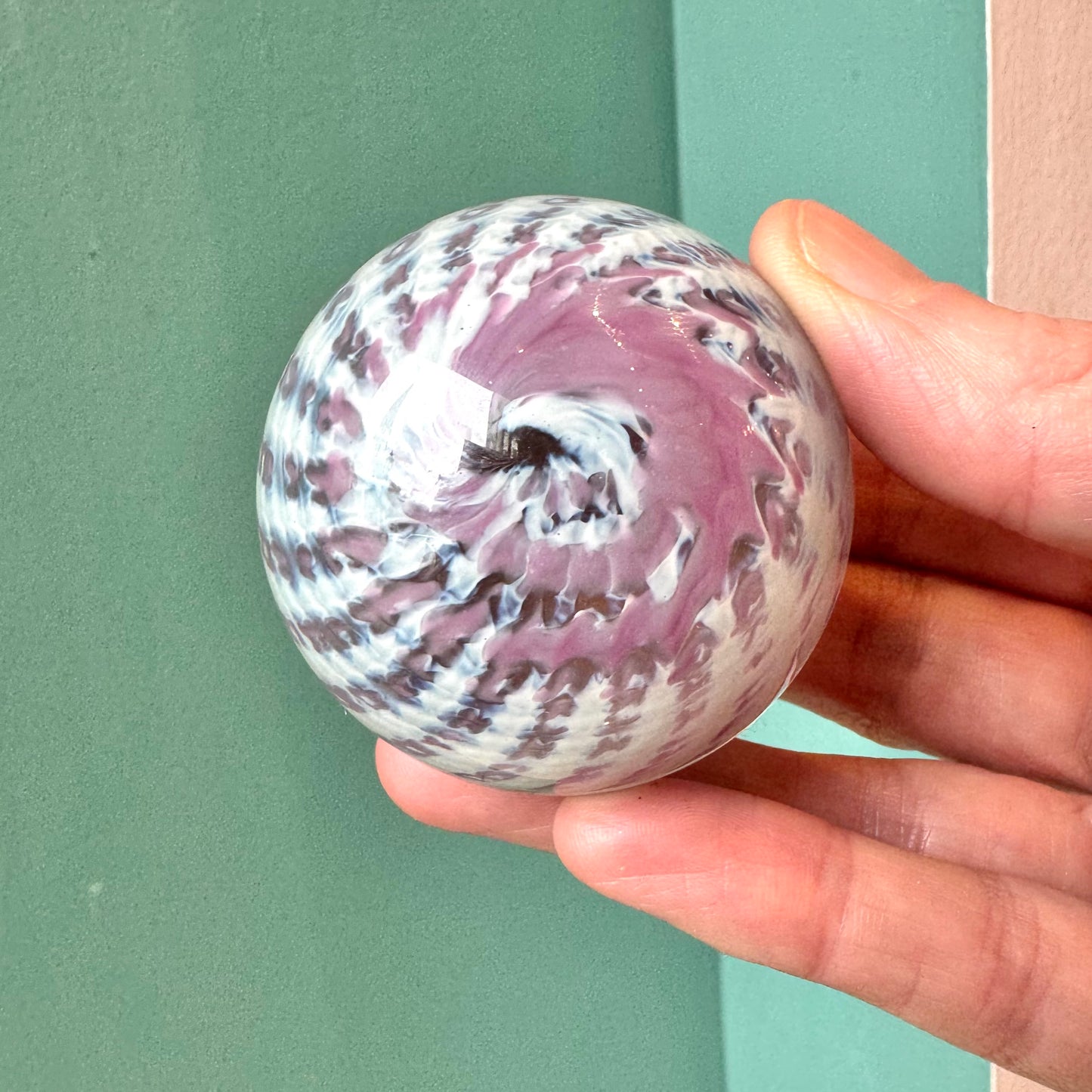Vintage Purple Swirl Glass Paperweight