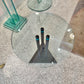 Vintage Postmodern Glass Side Table with Triangular Base by Becker Designs