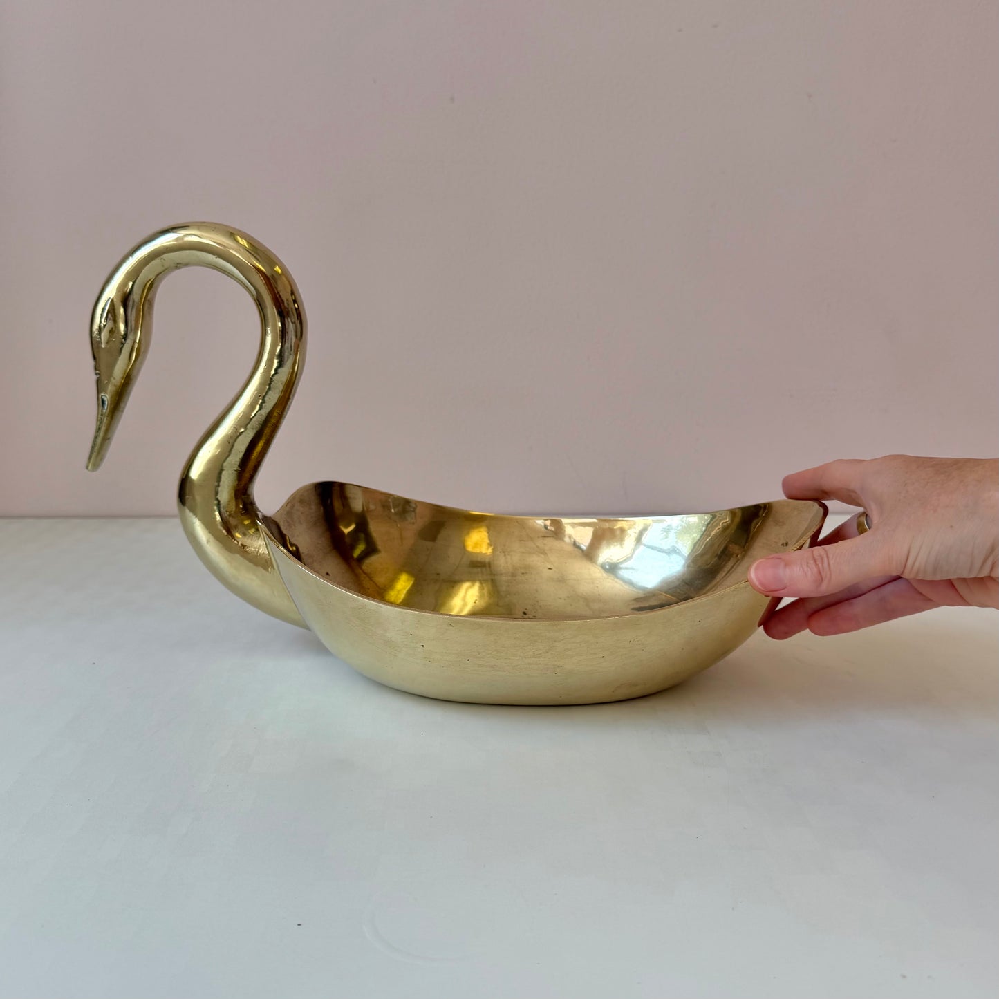 Vintage Art Deco Style Brass Swan Bowl