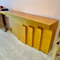 Karl Springer Style Gold Leaf Stepped Console Table