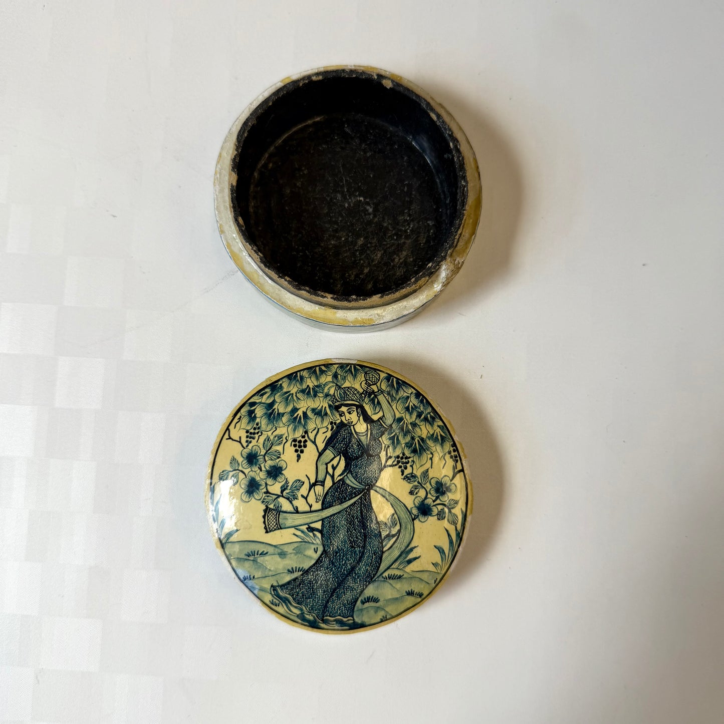 Vintage Hand Painted Lacquer Kashmir Trinket Box