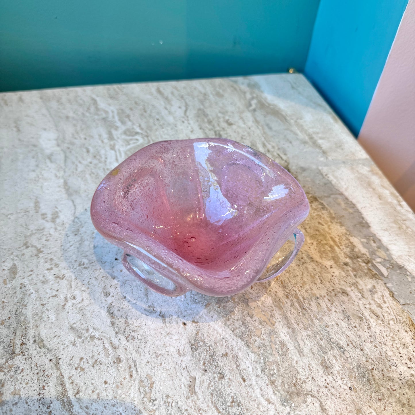 Vintage Pale Pink Murano Glass Ashtray