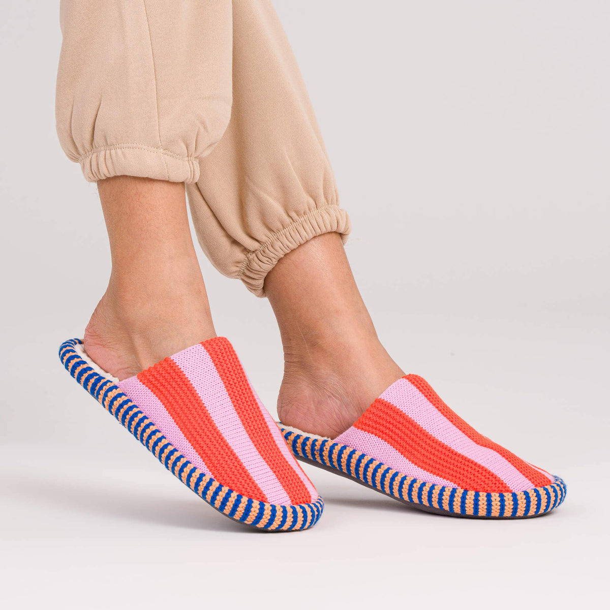 Stripe Slippers by Verloop Knit: Poppy Lilac
