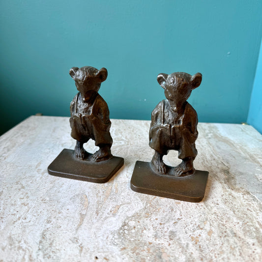 Pair of Vintage Brass Standing Bear Bookends