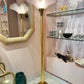 Vintage Pink Acrylic and Brass Flower Floor Lamp