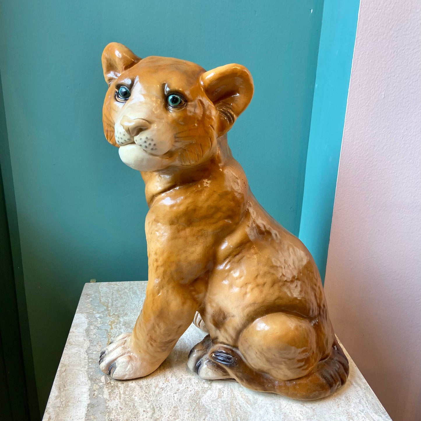 1970’s Chalkware Lion Cub Statue