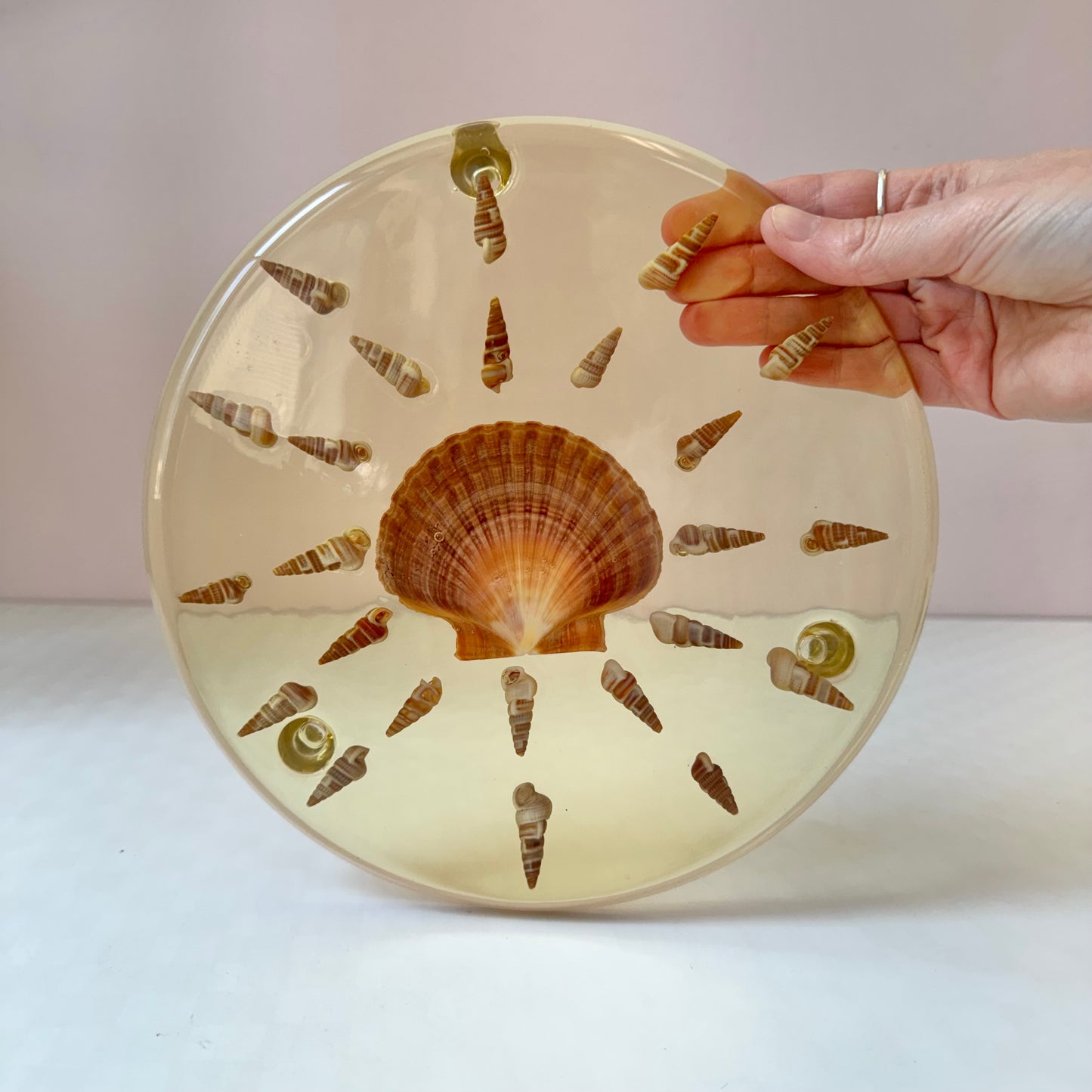 Vintage Lucite Seashell Trivet Dish by Capricia Creations