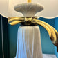 Vintage Ceramic Draped Cloth and Brass Bow Lamp with Scallop Shade by Chapman